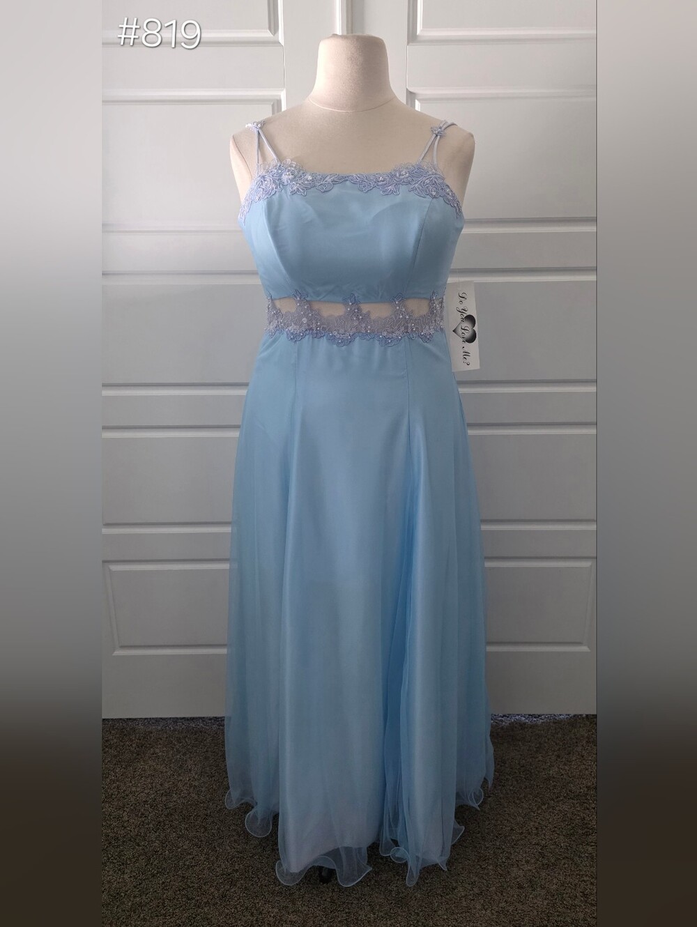 Light Blue Chiffon A-line Spaghetti Strap Prom Dress